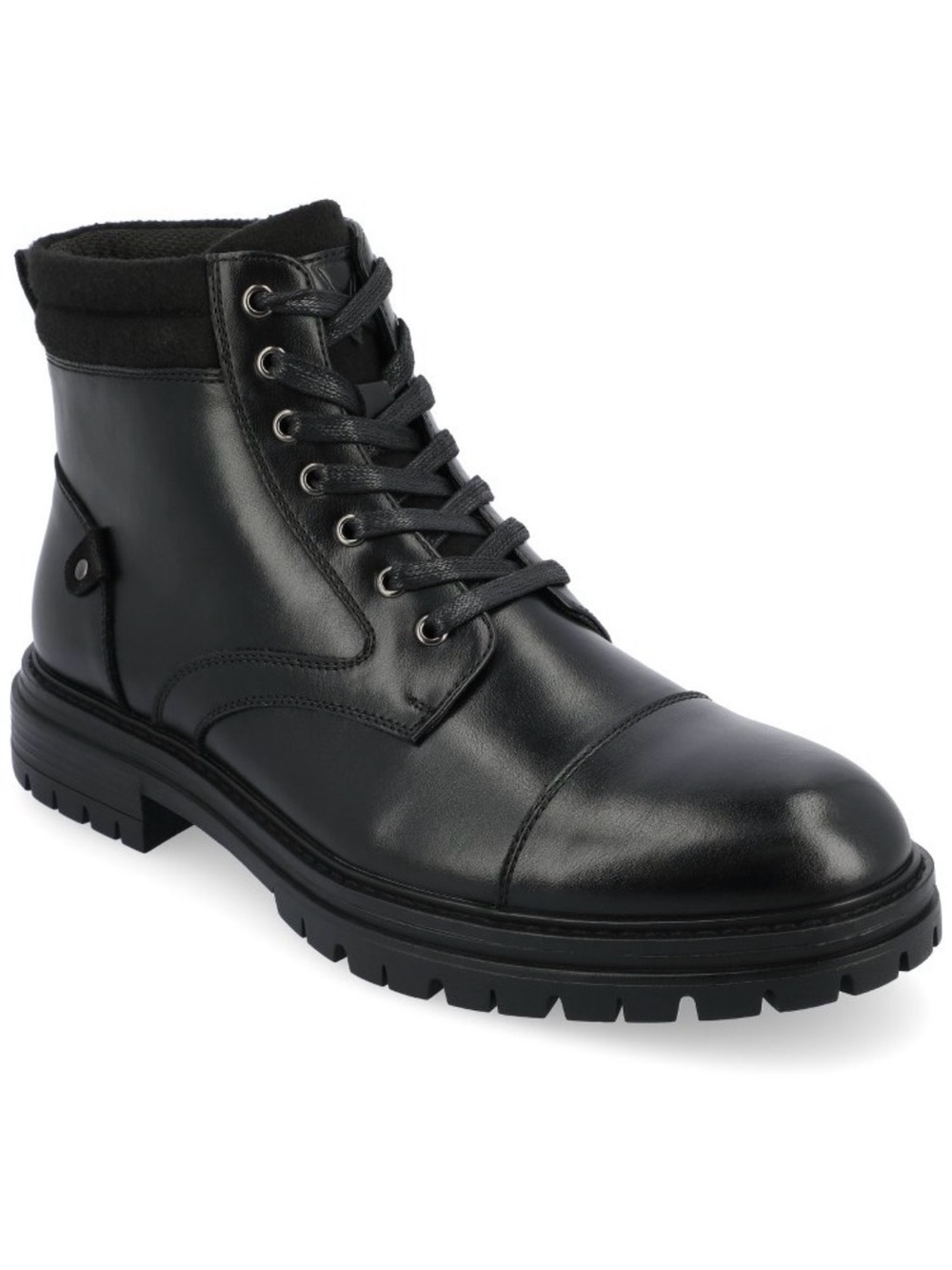 Men's Black Lace-Up Leather Combat Boots size 12